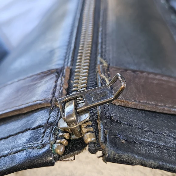 Frye Combat Moto Boots Black and Brown Leather - Picture 10 of 14